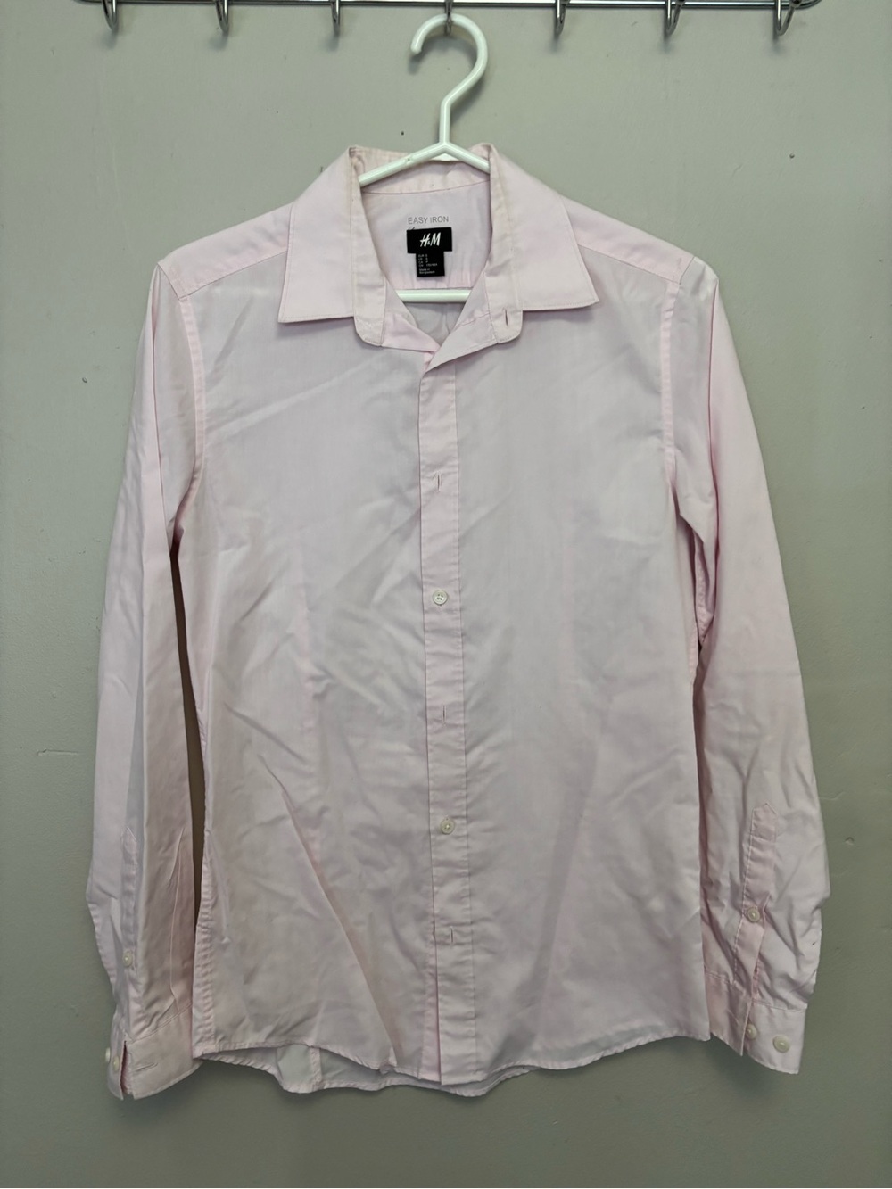 H&M Men's Pale Pink Dress Shirt - Long Sleeve